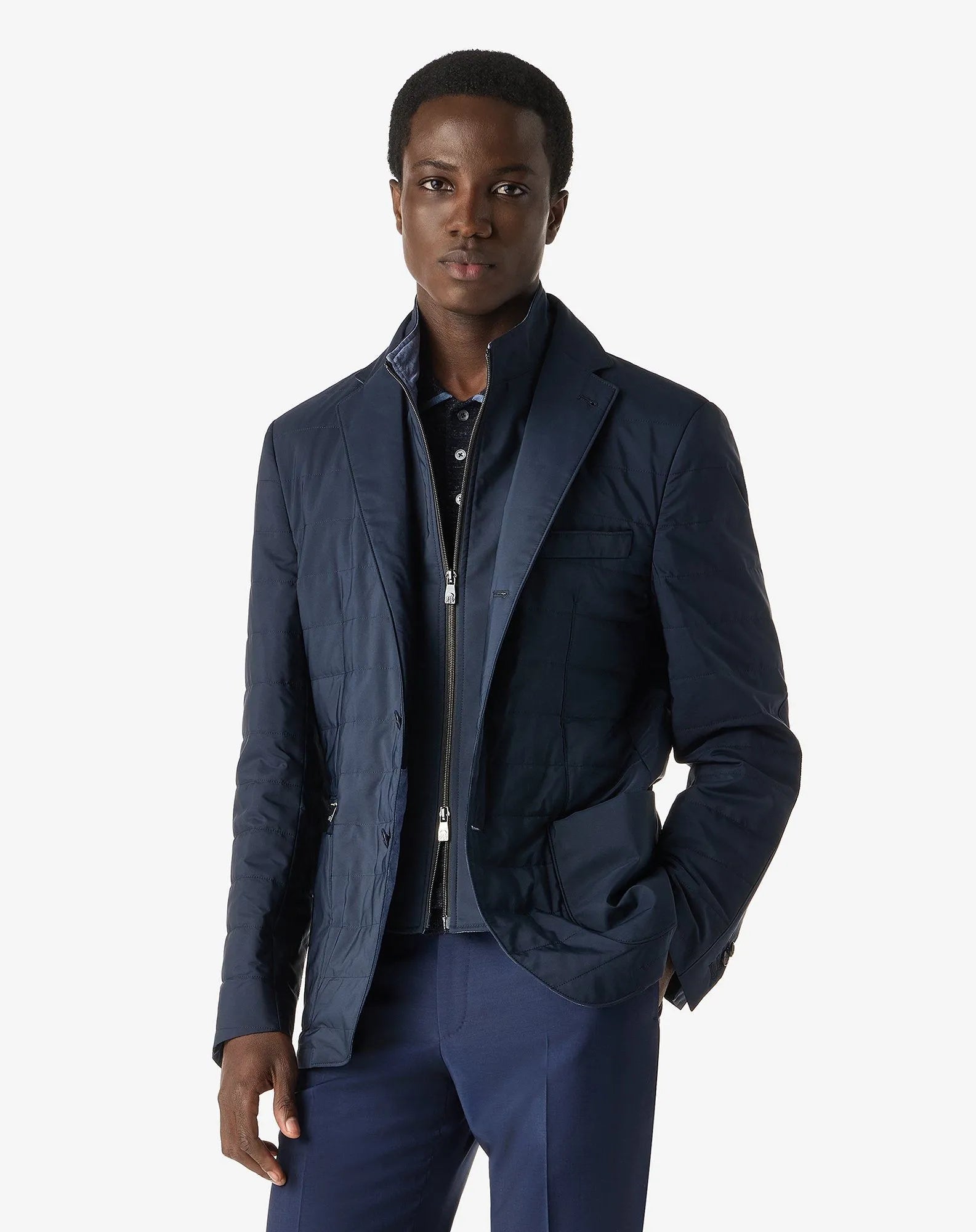 CORNELIANI Quilted Outdoor Jacket NAVY - Henry Bucks