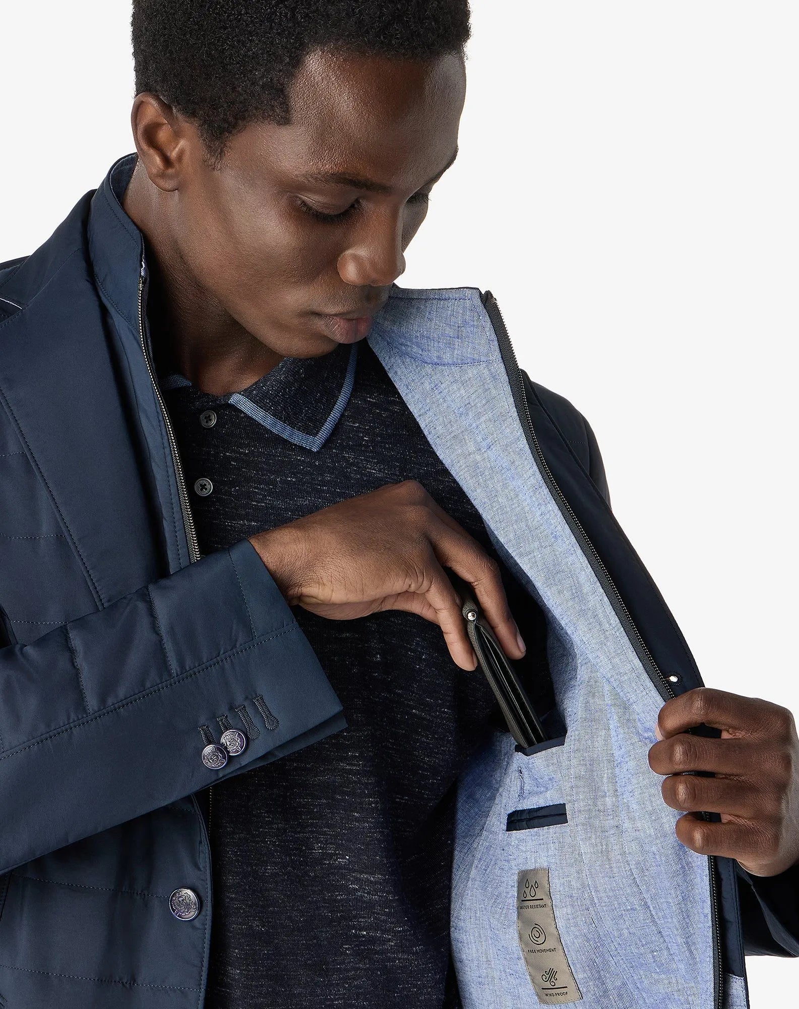 CORNELIANI Quilted Outdoor Jacket NAVY - Henry Bucks