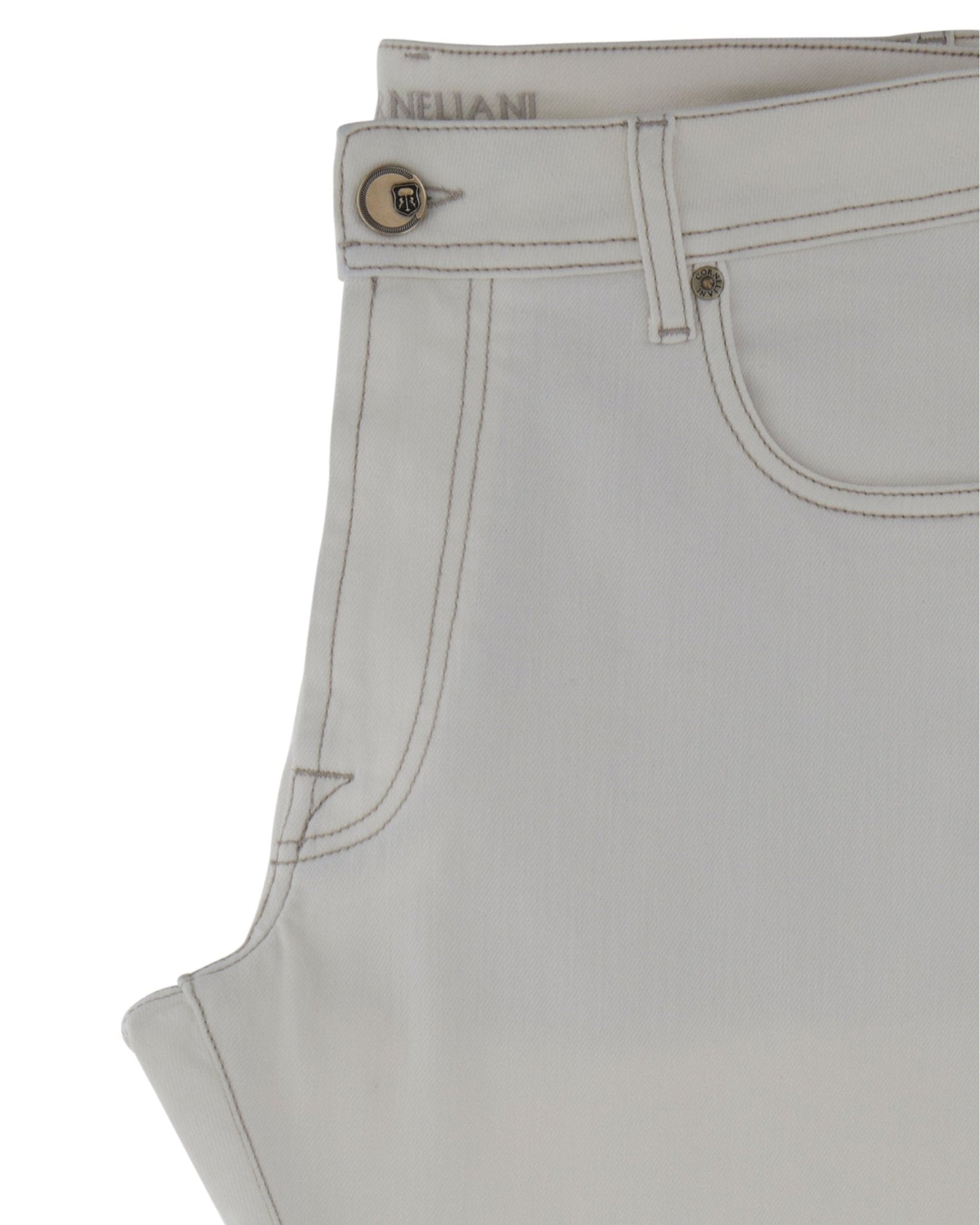 CORNELIANI Regular Fit Cotton Jean OFF WHITE - Henry Bucks