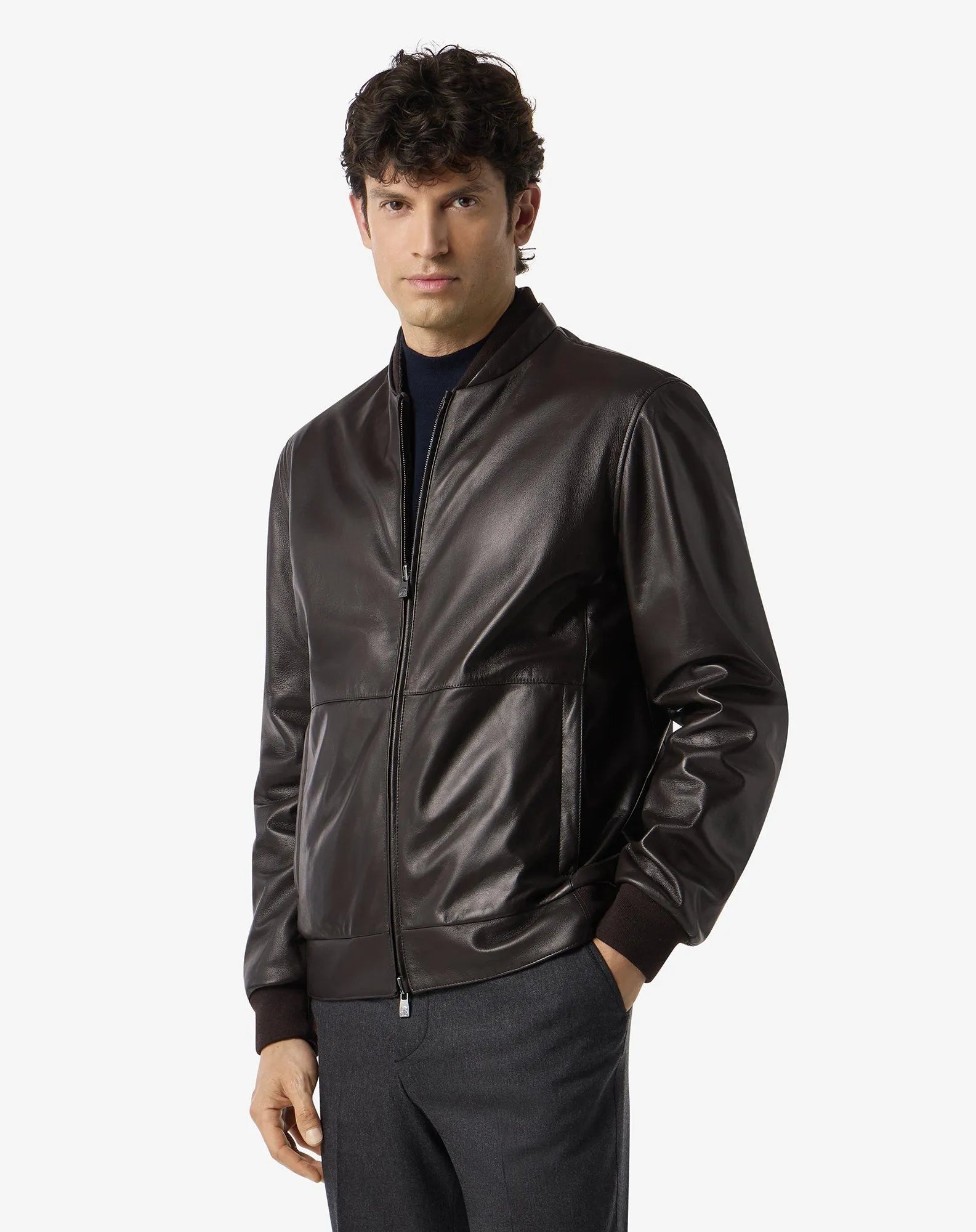 CORNELIANI Reversible Leather Jacket BROWN - Henry Bucks