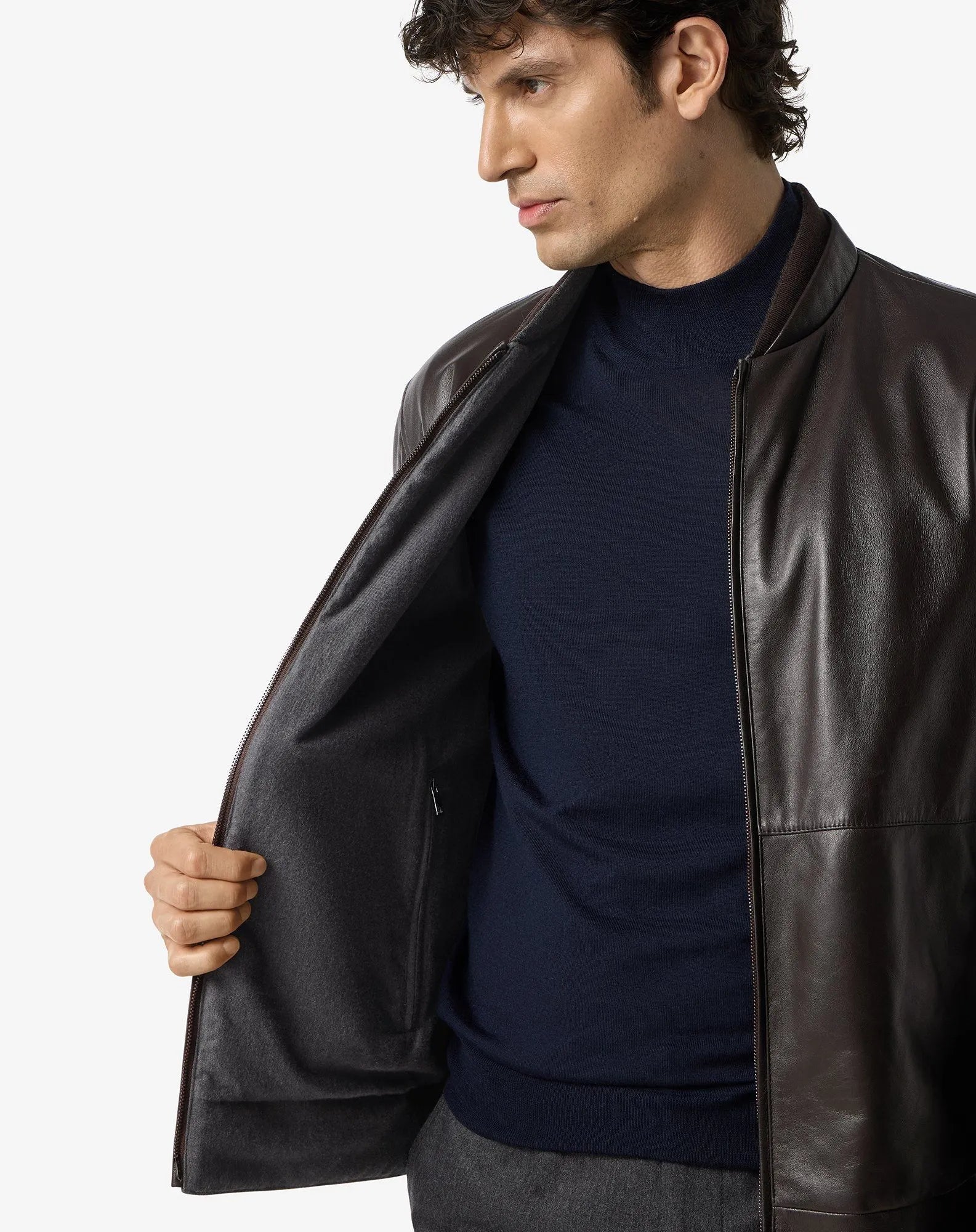 CORNELIANI Reversible Leather Jacket BROWN - Henry Bucks