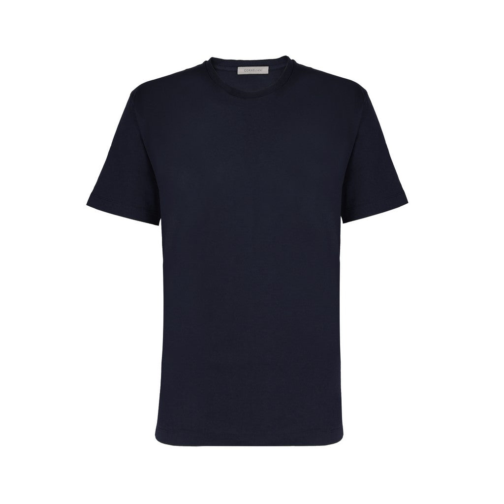 CORNELIANI Stretch Crew Neck T-Shirt NAVY - Henry Bucks