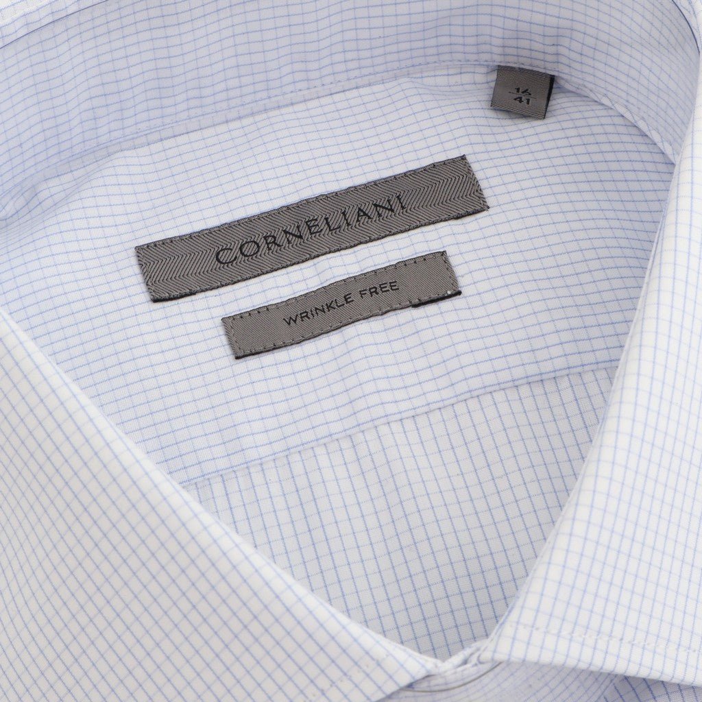 CORNELIANI Stripe Poplin Business Shirt WHITE/BLUE - Henry Bucks