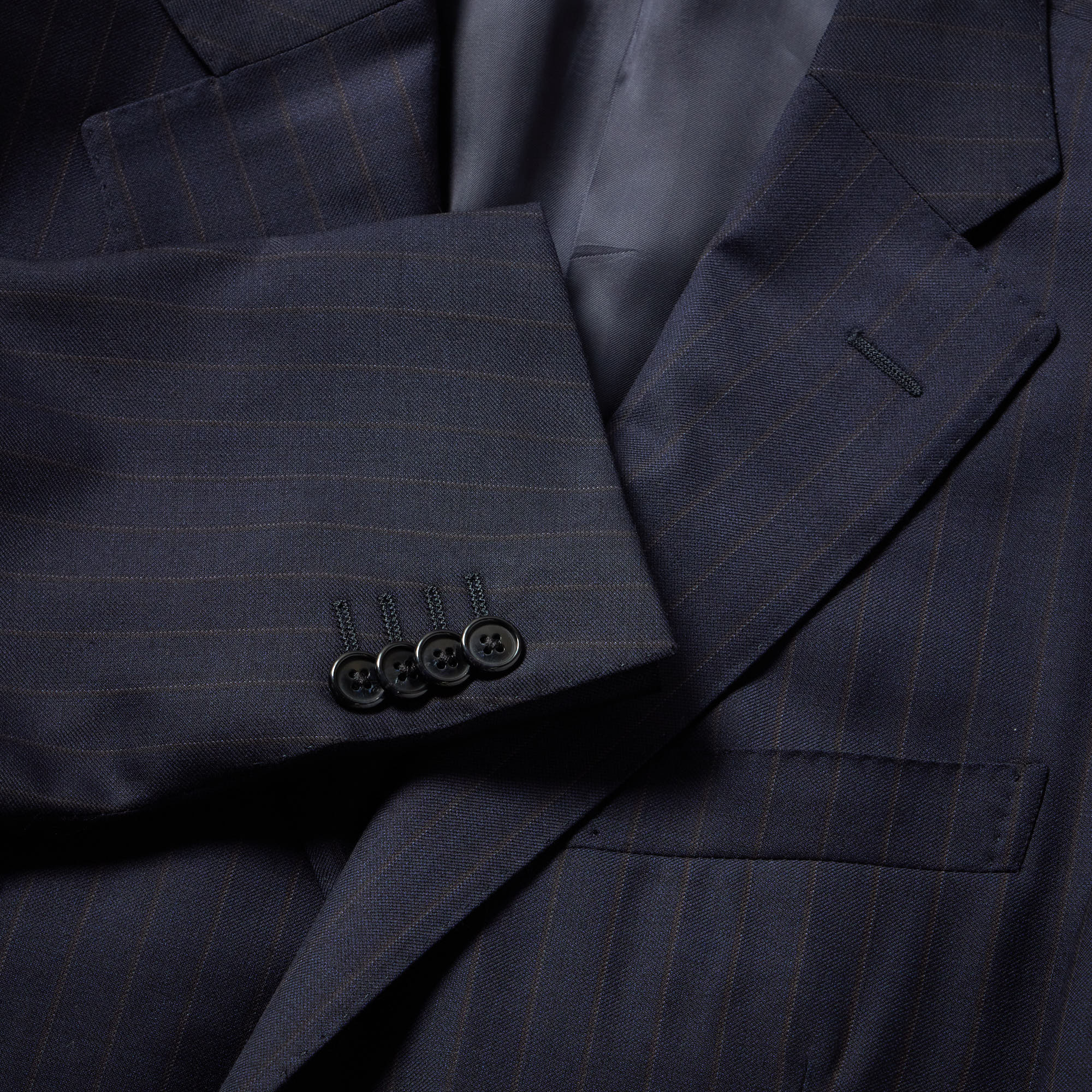 CORNELIANI Striped Twill Suit NAVY/BROWN REG - Henry BucksSuits23AW240222 - NVYBRN - R - 50