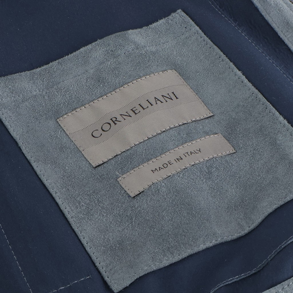 CORNELIANI Suede Zip Jacket BLUE/GREY - Henry Bucks