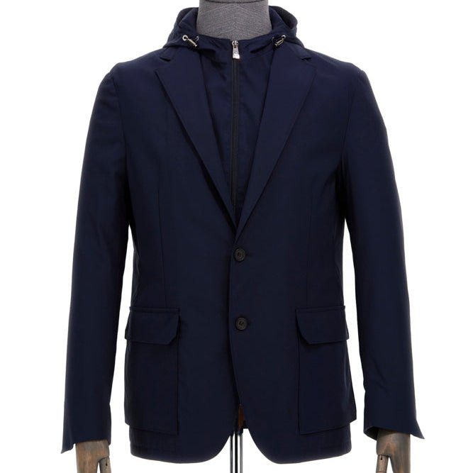 CORNELIANI Techwool Hoodie Jacket NAVY - Henry Bucks