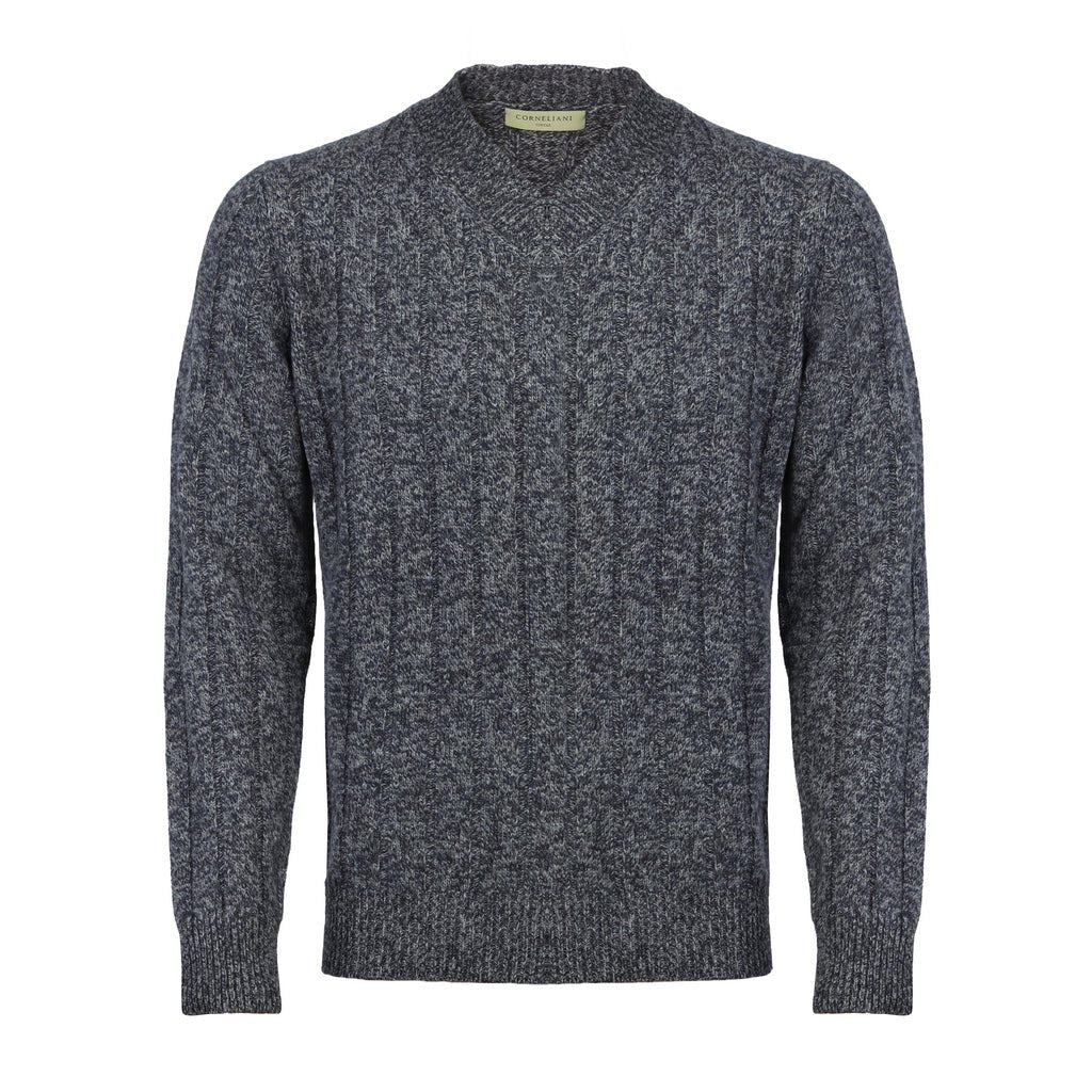 CORNELIANI V Neck Wool Knit CHARCOAL - Henry BucksKnitwear62AW240019 - CHCL - 46