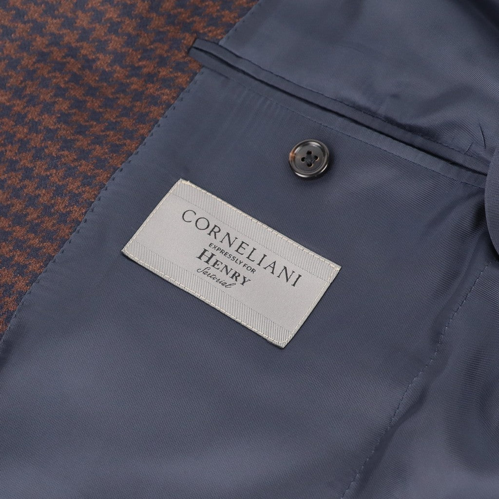 CORNELIANI Virgin Wool Jacket NAVY/BROWN - Henry Bucks