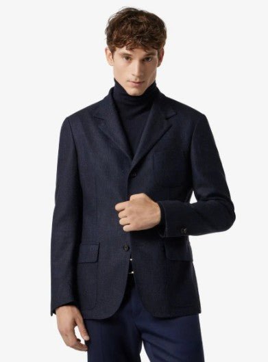 CORNELIANI Virgin Wool Jacket NAVY - Henry Bucks