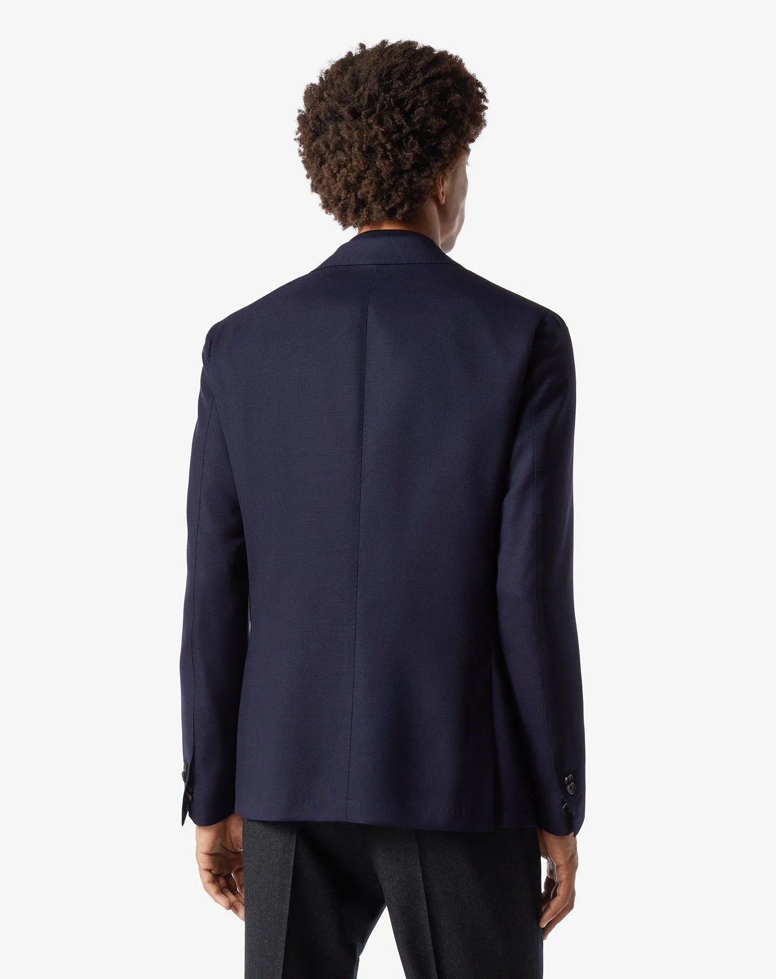 CORNELIANI Washable Hopsack Wool Blazer NAVY - Henry Bucks