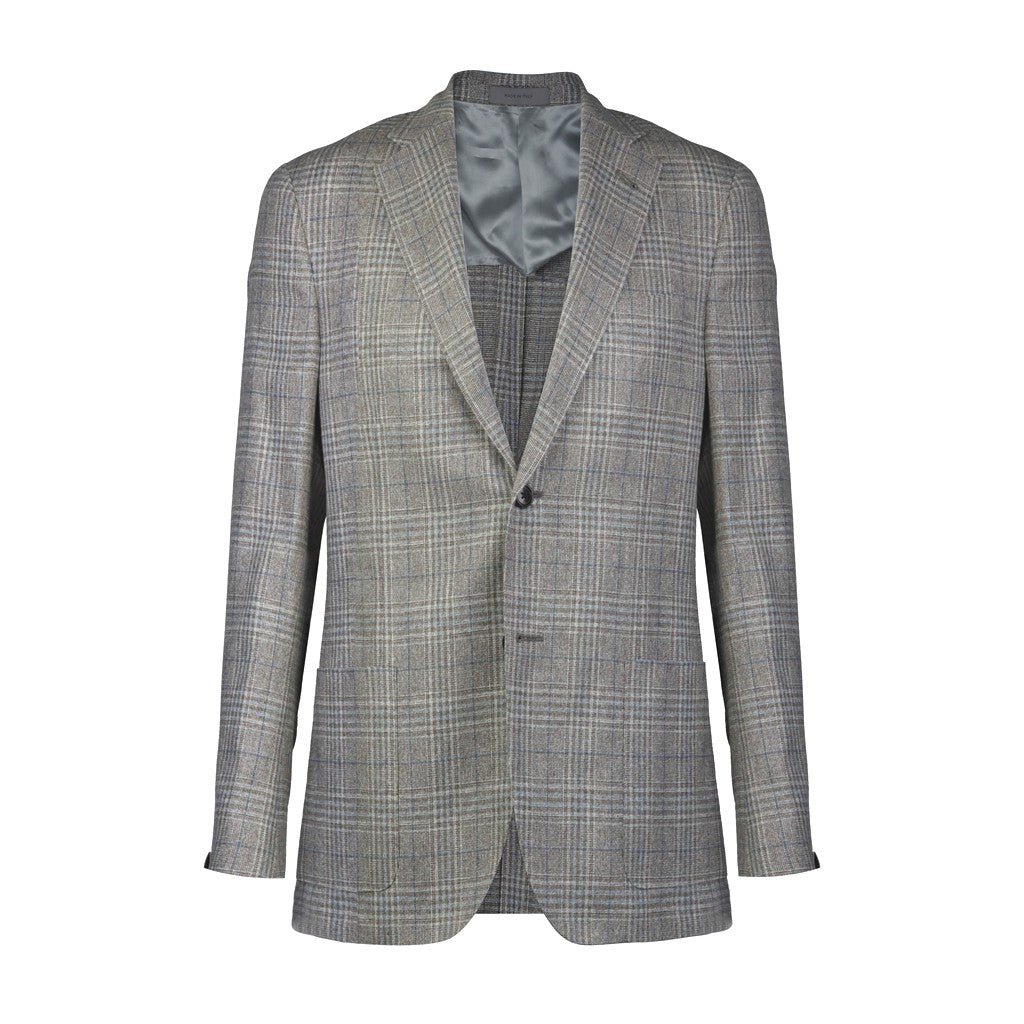 CORNELIANI Wool Silk Blend Jacket BLUE/BROWN - Henry Bucks