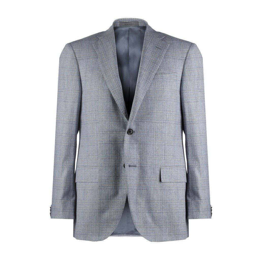 CORNELIANI Wool Silk Single Breasted Blazer BLUE/BROWN - Henry Bucks