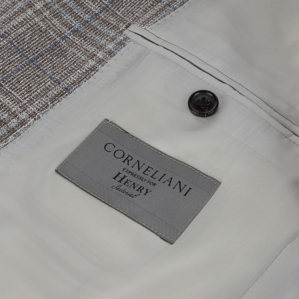 CORNELIANI Wool Silk Single Breasted Blazer BROWN - Henry Bucks