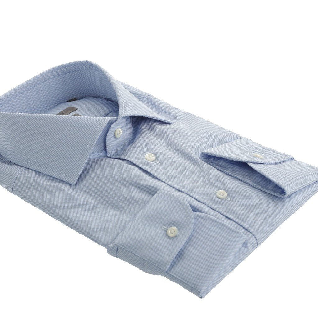 CORNELIANI Wrinkle Free Cotton Shirt BLUE - Henry Bucks