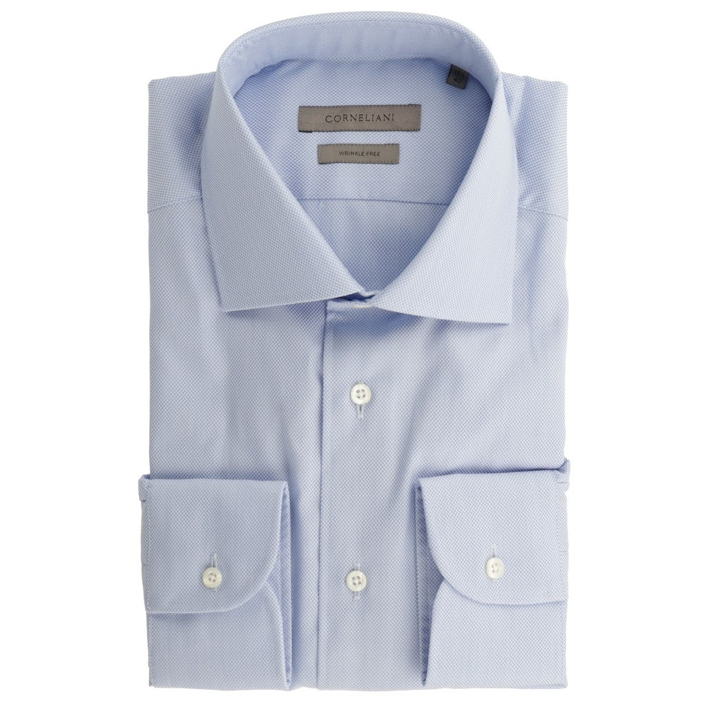 CORNELIANI Wrinkle Free Cotton Shirt BLUE - Henry Bucks