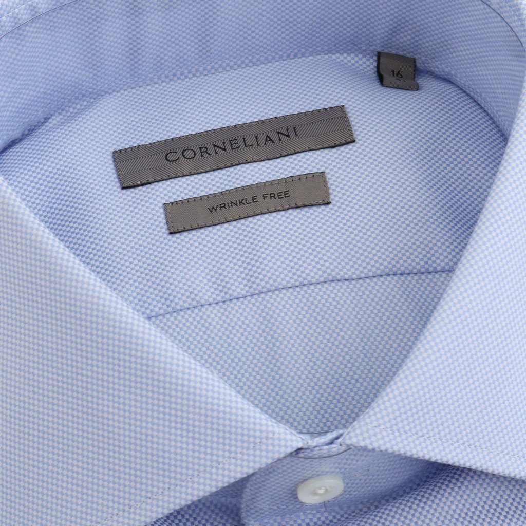CORNELIANI Wrinkle Free Oxford Business Shirt BLUE - Henry Bucks