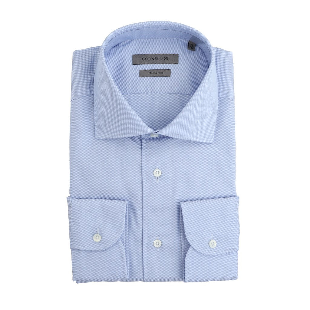 CORNELIANI Wrinkle Free Oxford Business Shirt BLUE - Henry Bucks
