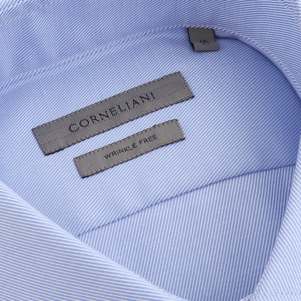 CORNELIANI Wrinkle Free Twill Business Shirt BLUE - Henry Bucks