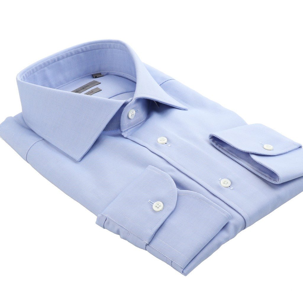 CORNELIANI Wrinkle Free Twill Business Shirt BLUE - Henry Bucks