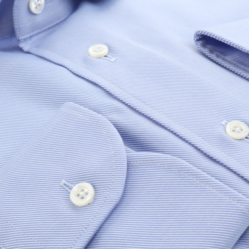 CORNELIANI Wrinkle Free Twill Business Shirt BLUE - Henry Bucks
