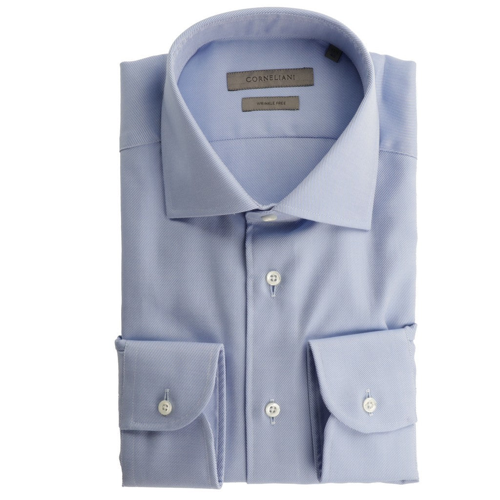 CORNELIANI Wrinkle Free Twill Shirt BLUE - Henry Bucks