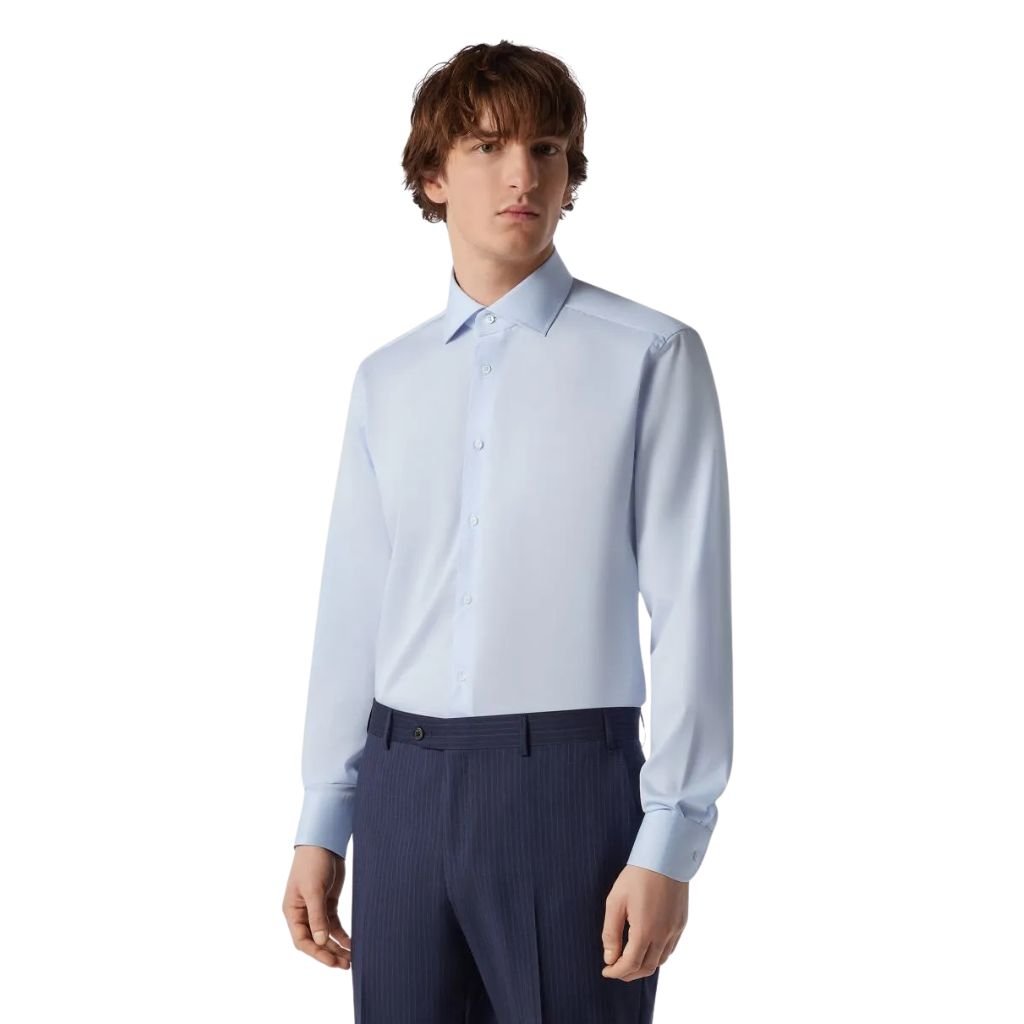 CORNELIANI Wrinkle Free Twill Shirt SKY - Henry Bucks