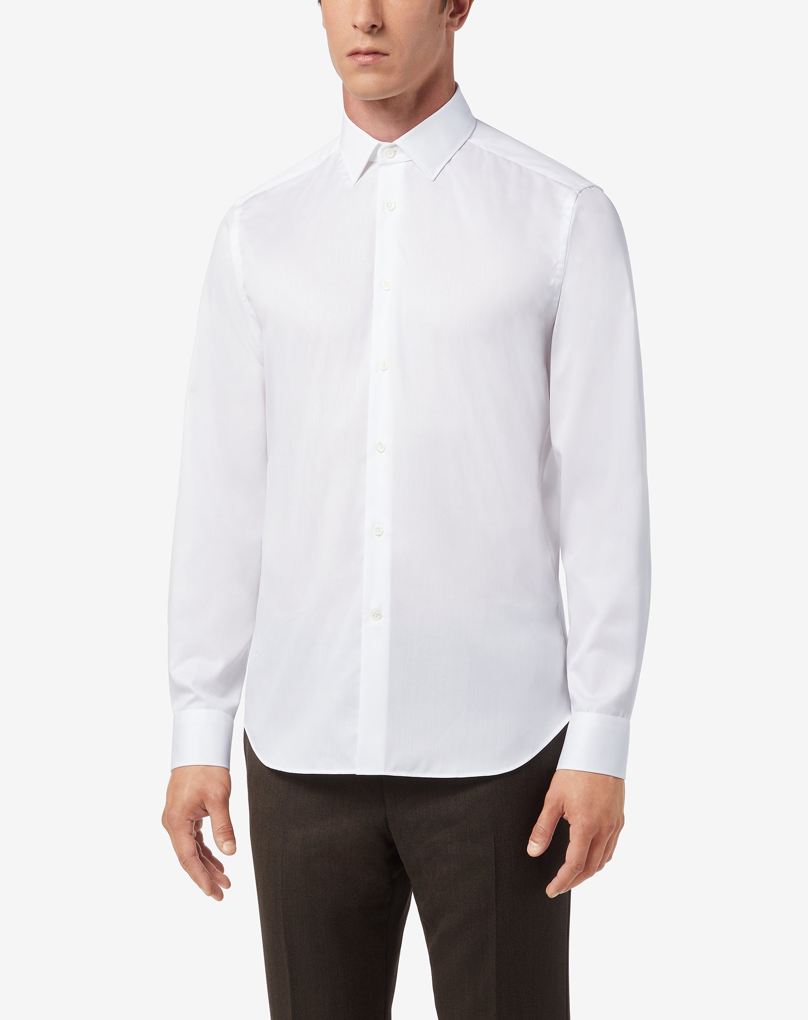 CORNELIANI Wrinkle Free Twill Shirt WHITE - Henry BucksShirts01SS220008 - WHTE - 39