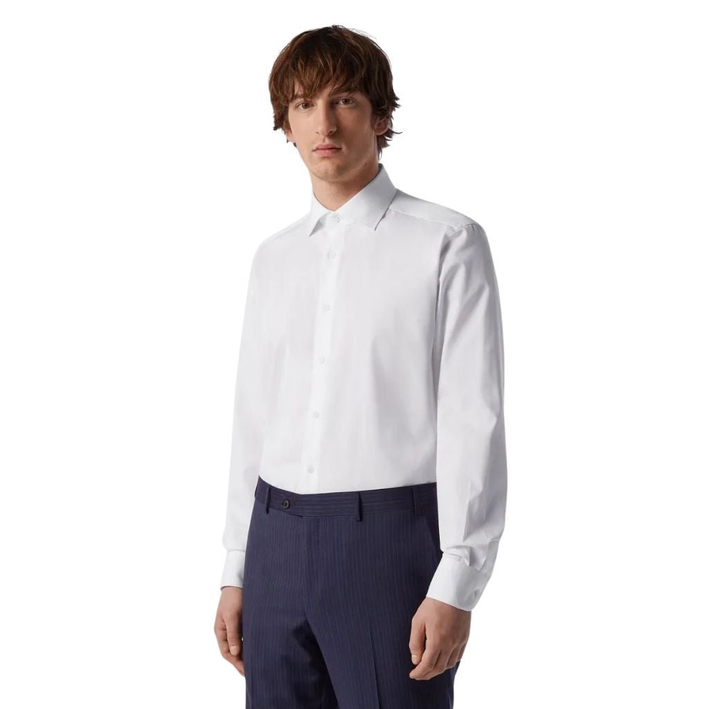 CORNELIANI Wrinkle Free Twill Shirt WHITE - Henry Bucks