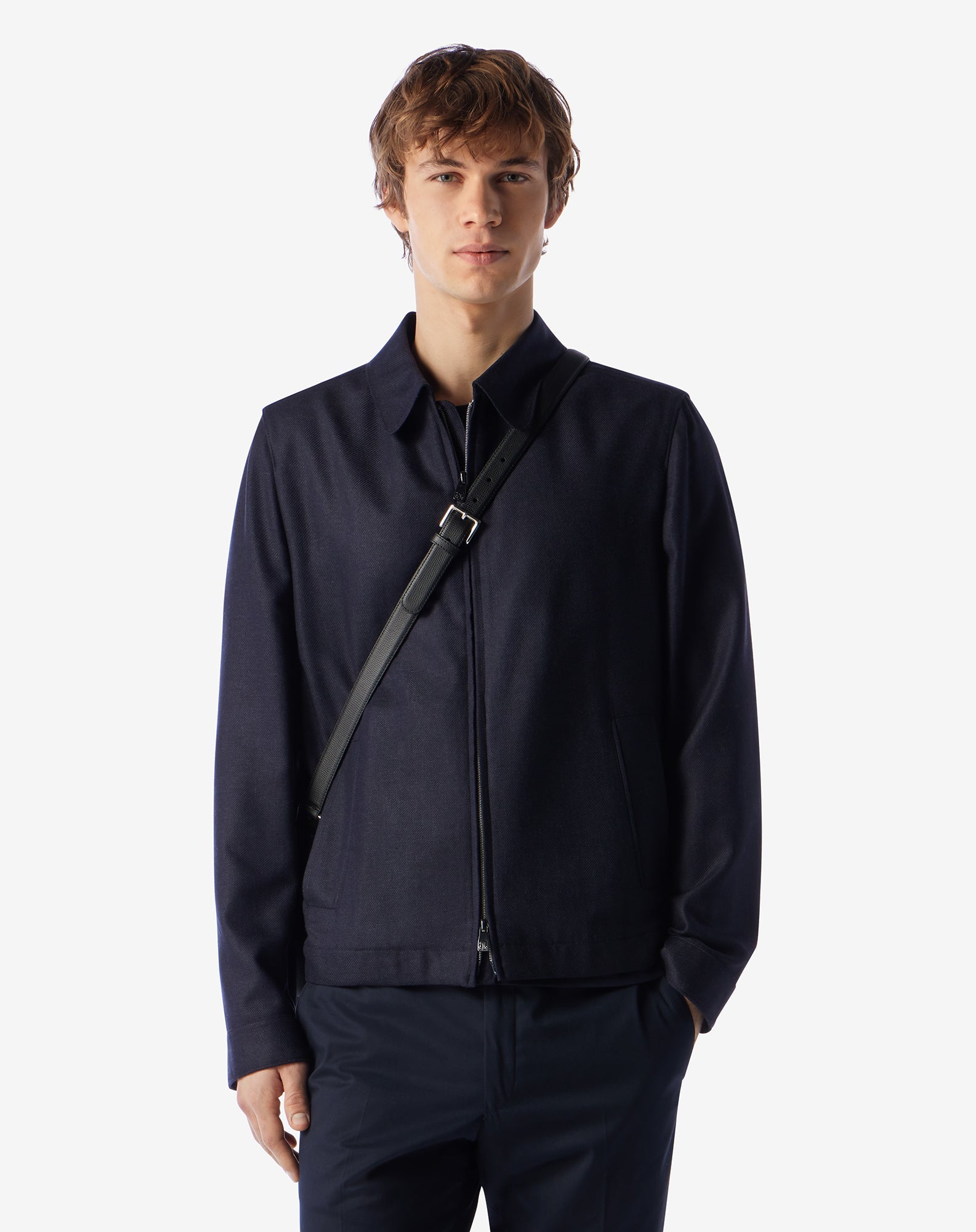 CORNELIANI Zip Up Shirt Jacket NAVY REG - Henry Bucks