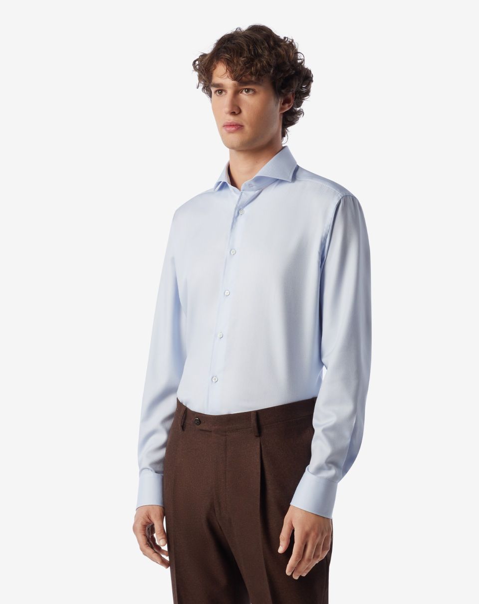 Corneliani Fine Twill Shirt in BLUE/SKY