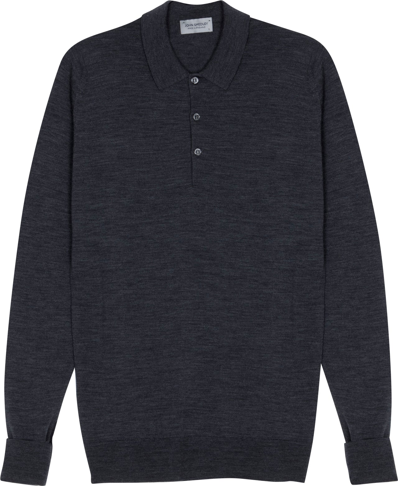 HENRY SARTORIAL X JOHN SMEDLEY Cotswold - Extra fine Merino Wool Polo CHARCOAL