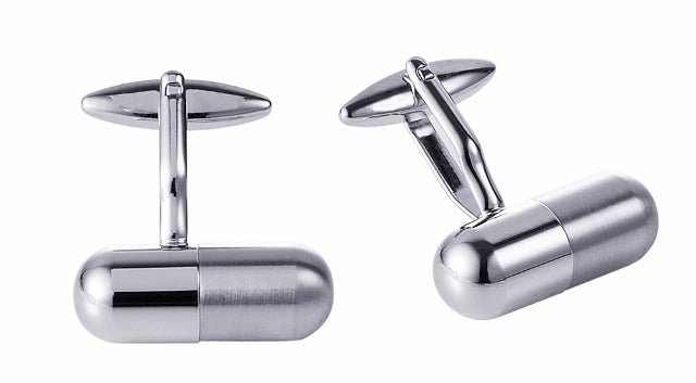 Cudworth Brushed Rhodium Pill Cufflinks - Henry BucksCufflinks52AW230021