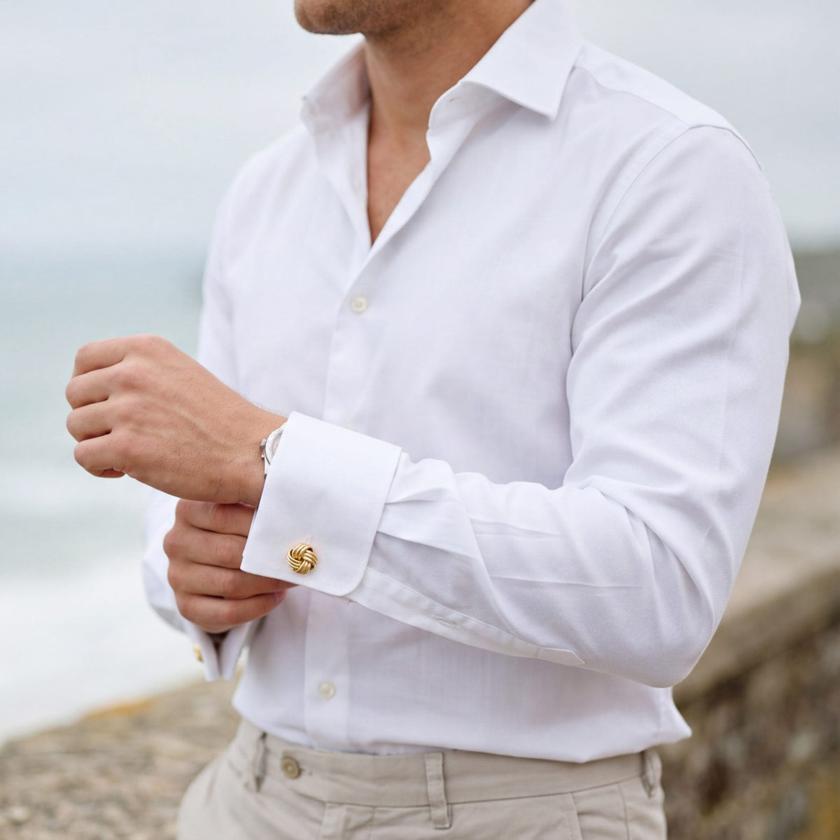 CUDWORTH Gold Plated Knot Cufflinks - Henry Bucks