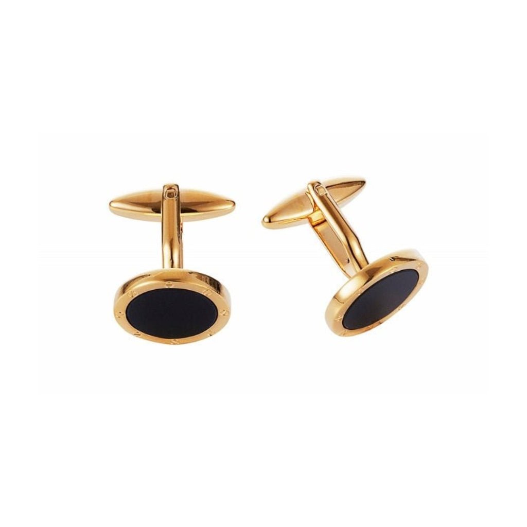 Cudworth Gold Plated Screws/Onyx Cufflinks - Henry BucksCufflinks52AW230016