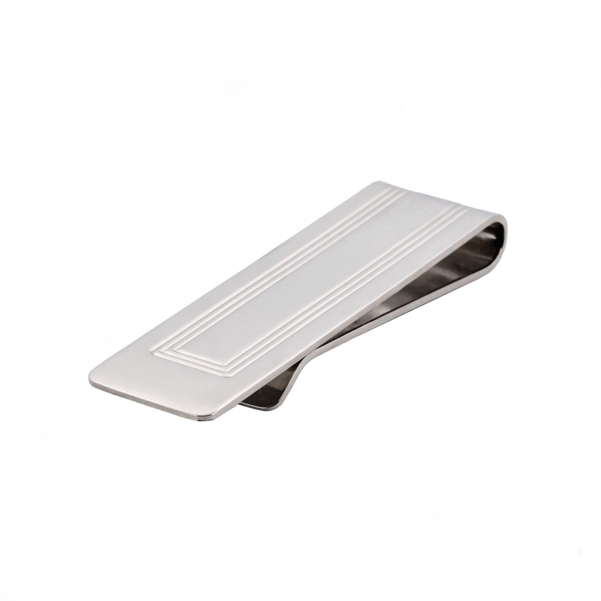 CUDWORTH Rectangular Framed Rhodium Plated Money Clip - Henry Bucks