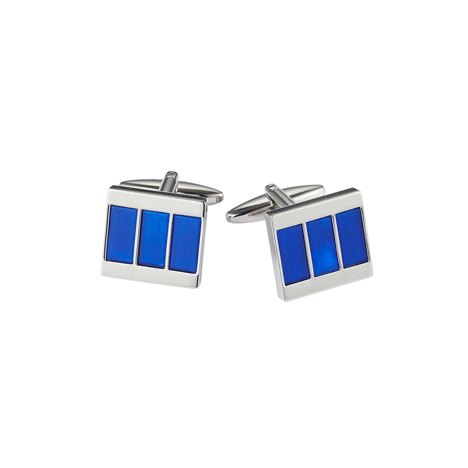 CUDWORTH Rhodium Plated Cufflinks COBALT - Henry BucksCufflinks52AW230120