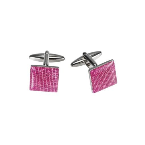 CUDWORTH Rhodium Plated Cufflinks PINK - Henry BucksCufflinks52AW230122