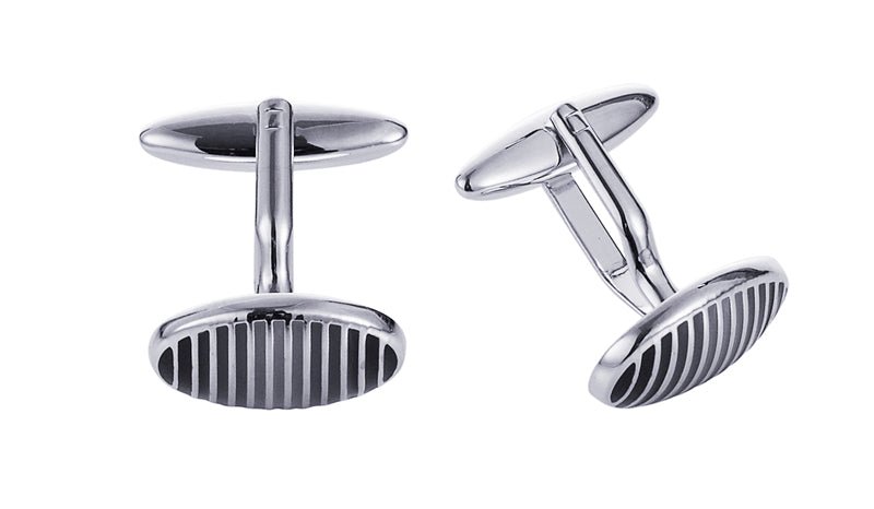 Cudworth Rhodium/Black Epoxy Cufflinks - Henry BucksCufflinks52AW230020