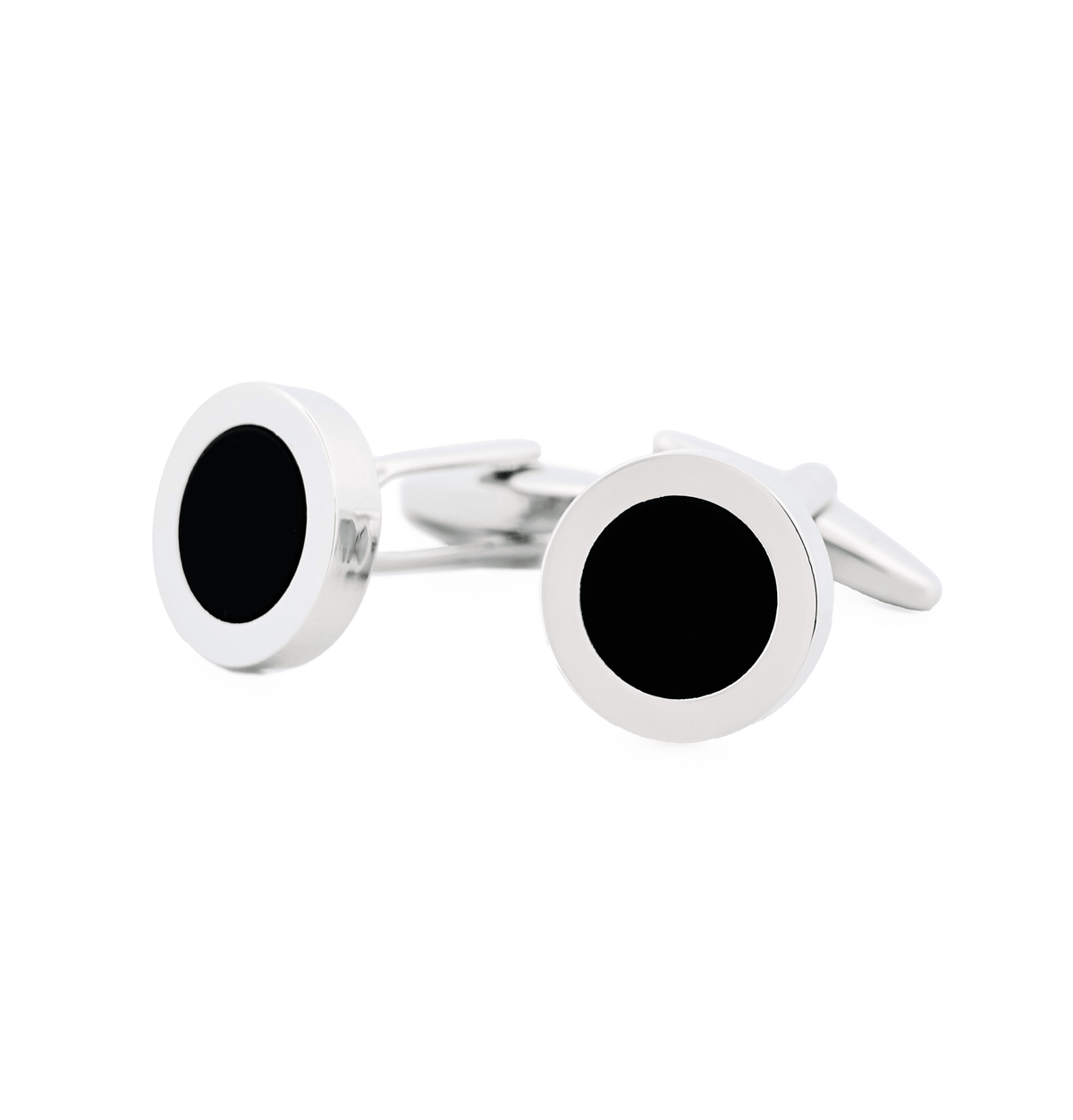 Cudworth Rhodium/Black Round Dress Wear Cufflinks - Henry Bucks