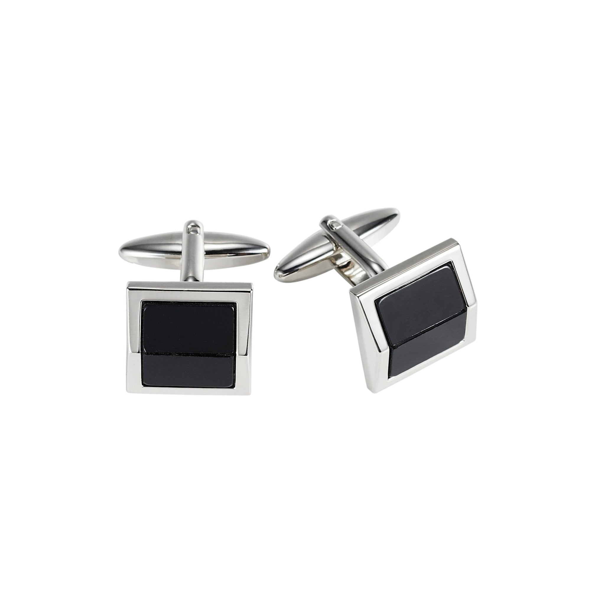 Cudworth Rhodium/Black Square Cufflinks - Henry BucksCufflinks52AW230032