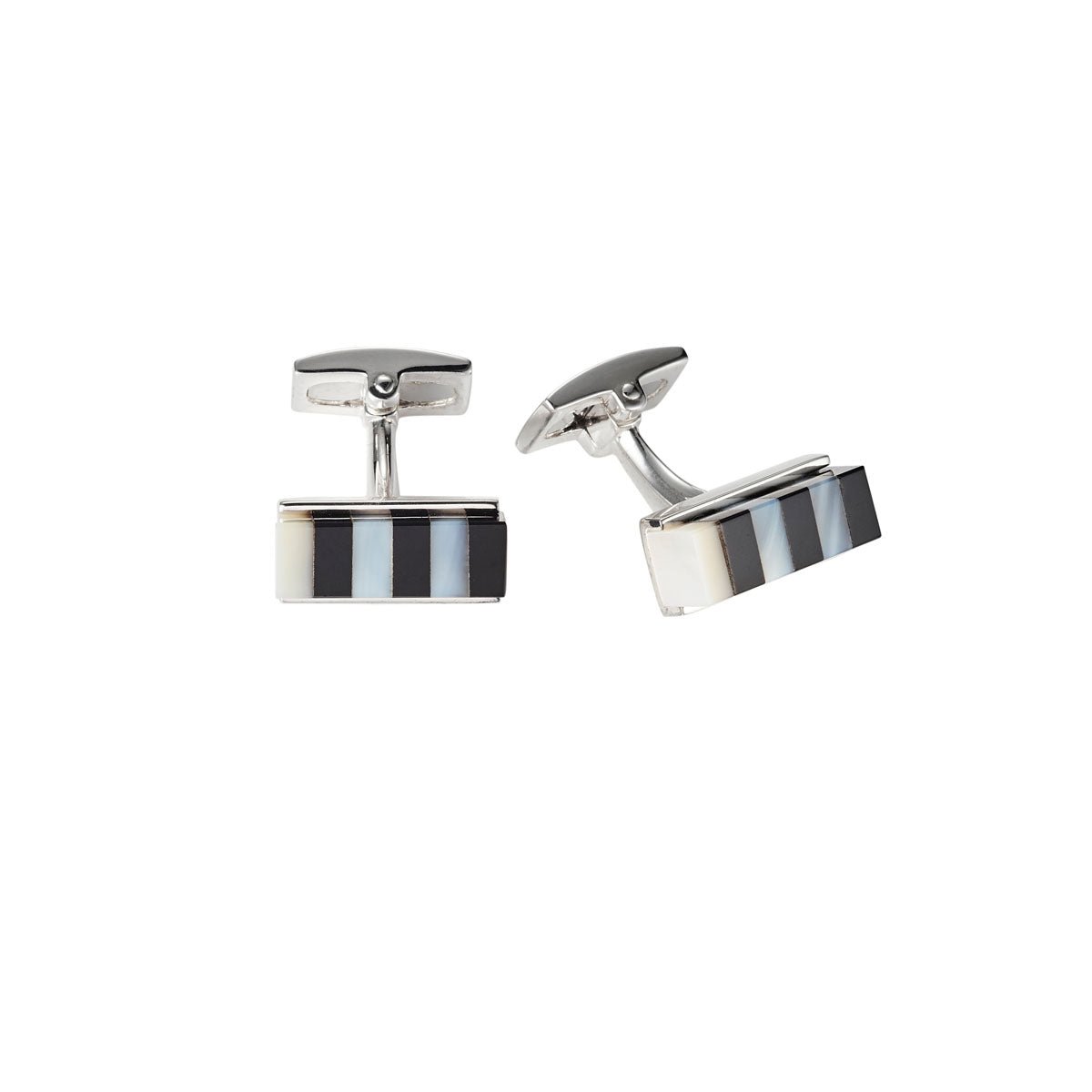 Cudworth Sterling Silver Onyx+Mother of Pearl Cufflinks - Henry BucksCufflinks52AW230041