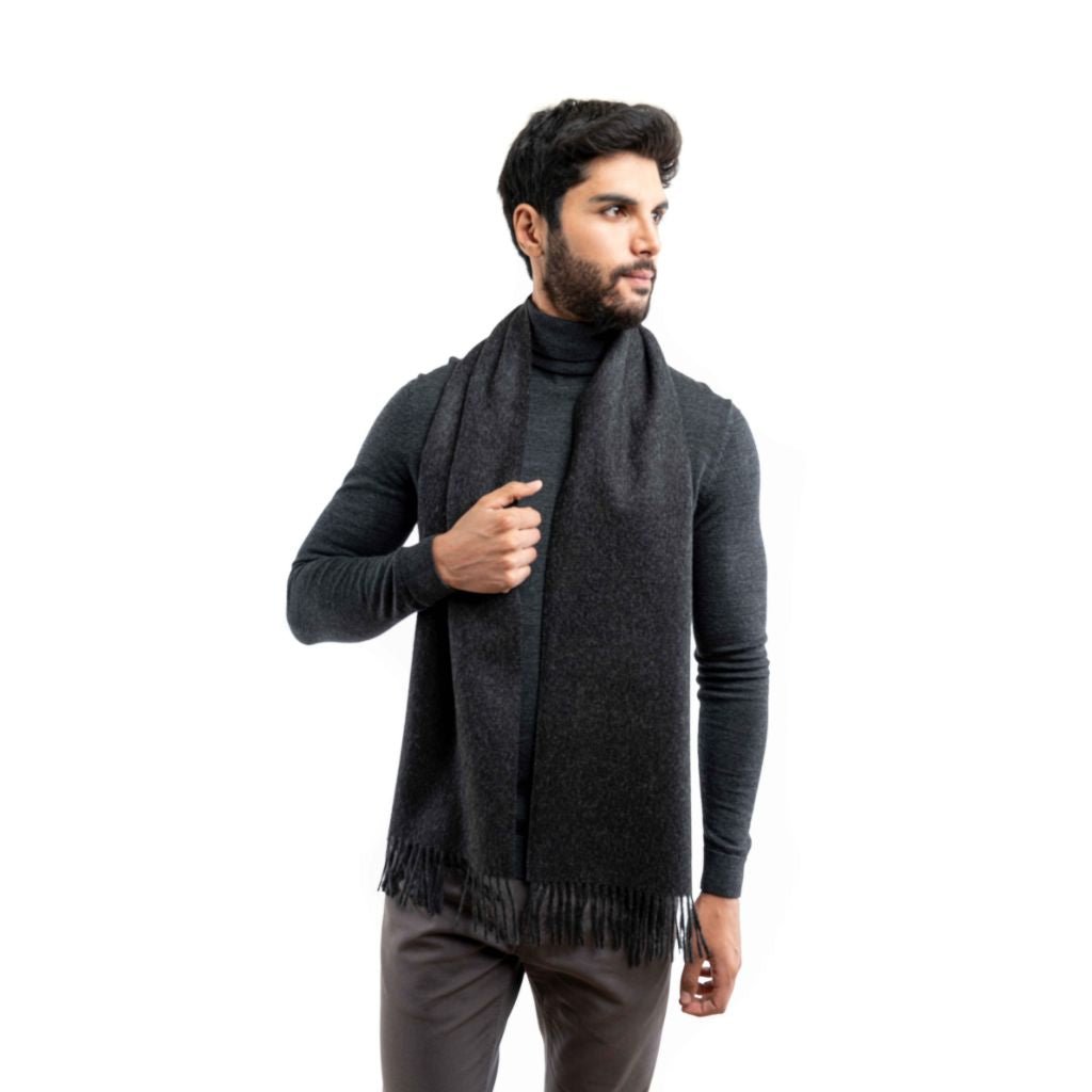 DALCIELO Baby Alpaca Classic Scarf CHARCOAL - Henry Bucks