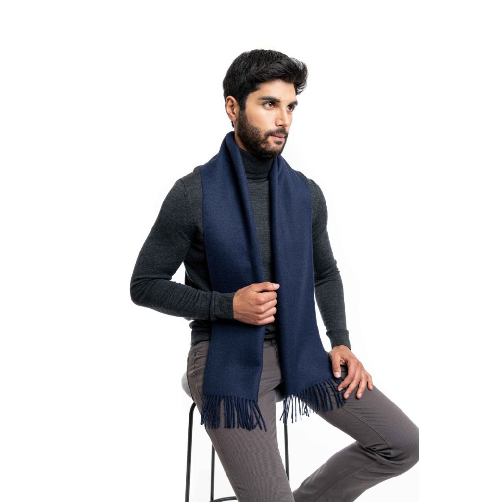 DALCIELO Baby Alpaca Classic Scarf NAVY - Henry Bucks