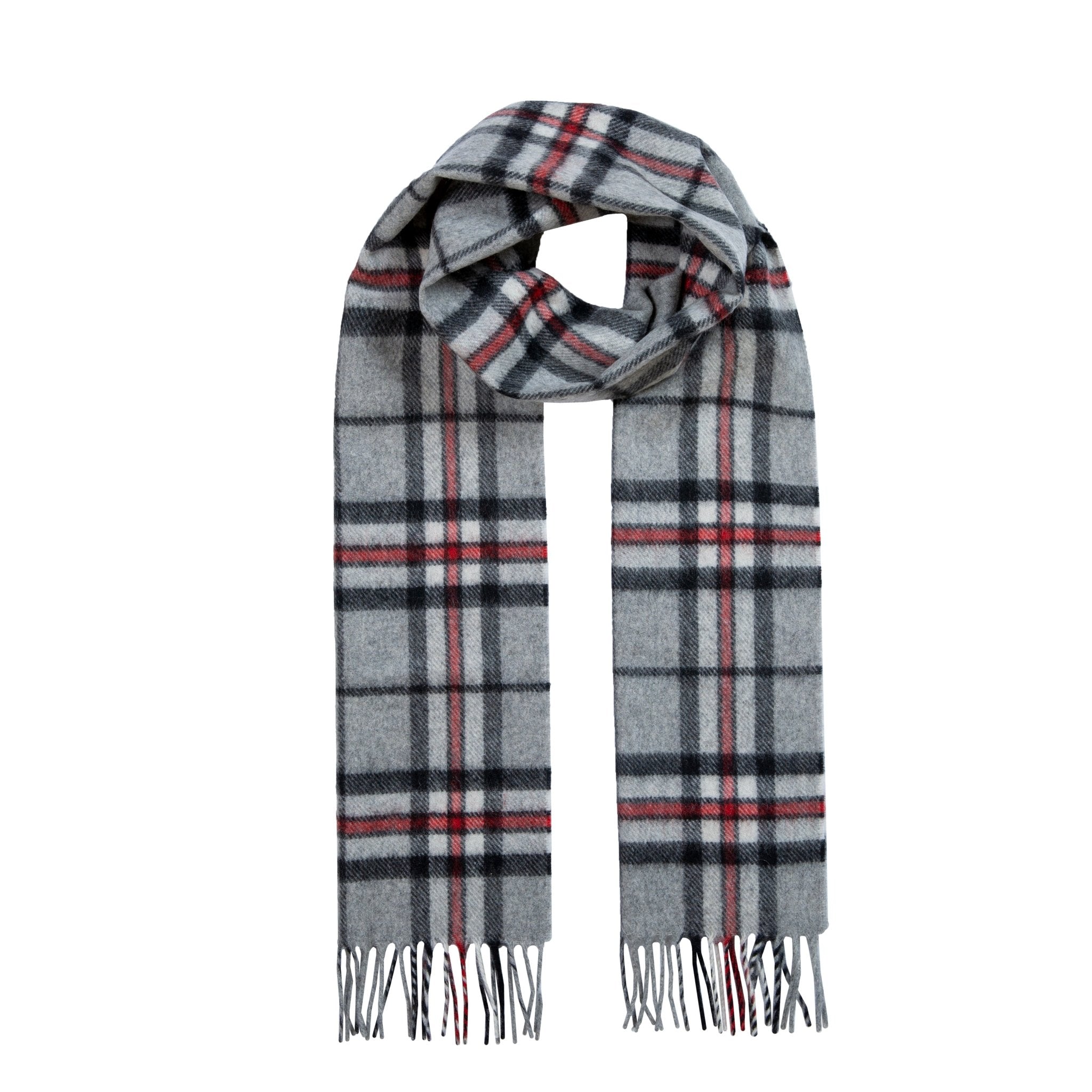 DENTS Cashmere Check Scarf SILVER - Henry BucksScarf52AW230060 - SLVR - OSFM