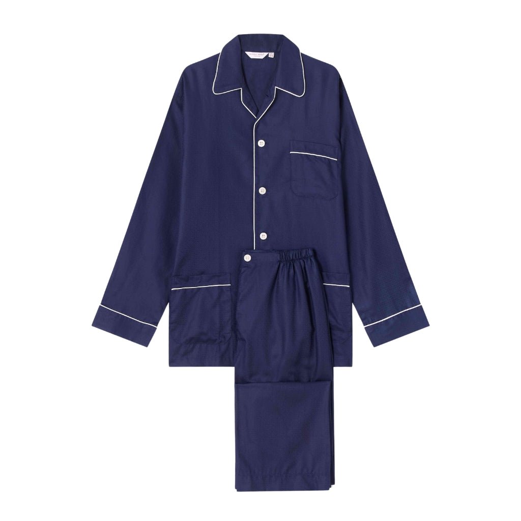 DEREK ROSE Balmoral Gown NAVY - Henry BucksPyjamas10AW210119 - NAVY - SM