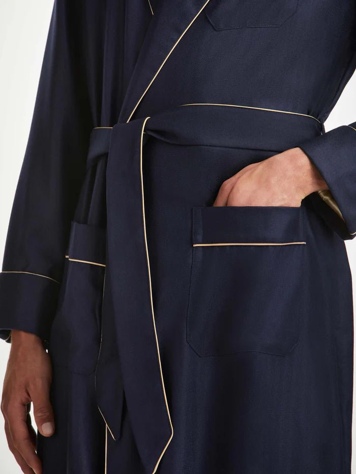 DEREK ROSE Cashmere Dressing Gown NAVY (Pre Order*) - Henry Bucks
