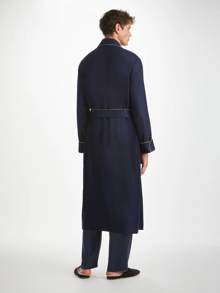 DEREK ROSE Cashmere Dressing Gown NAVY (Pre Order*) - Henry Bucks