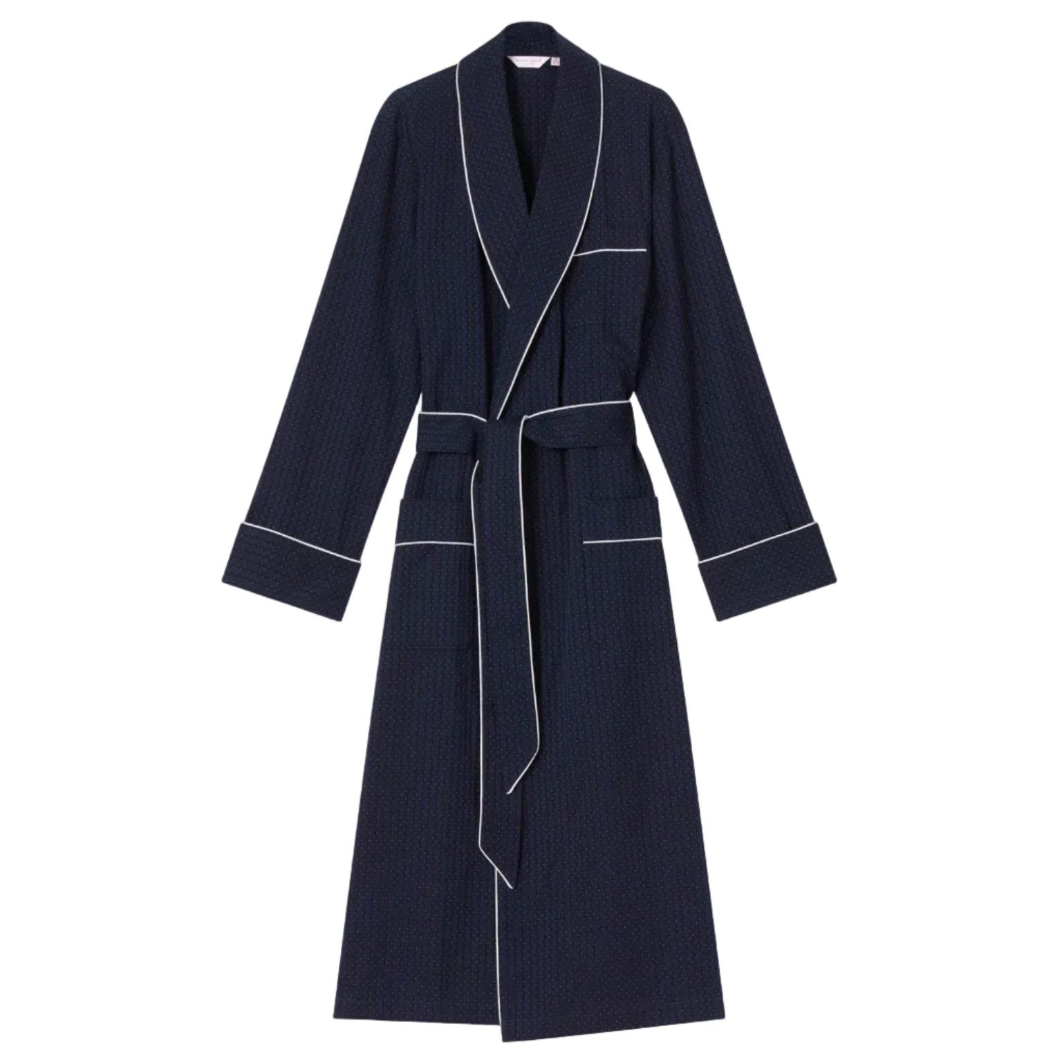DEREK ROSE Cotton Dressing Gown NAVY - Henry Bucks