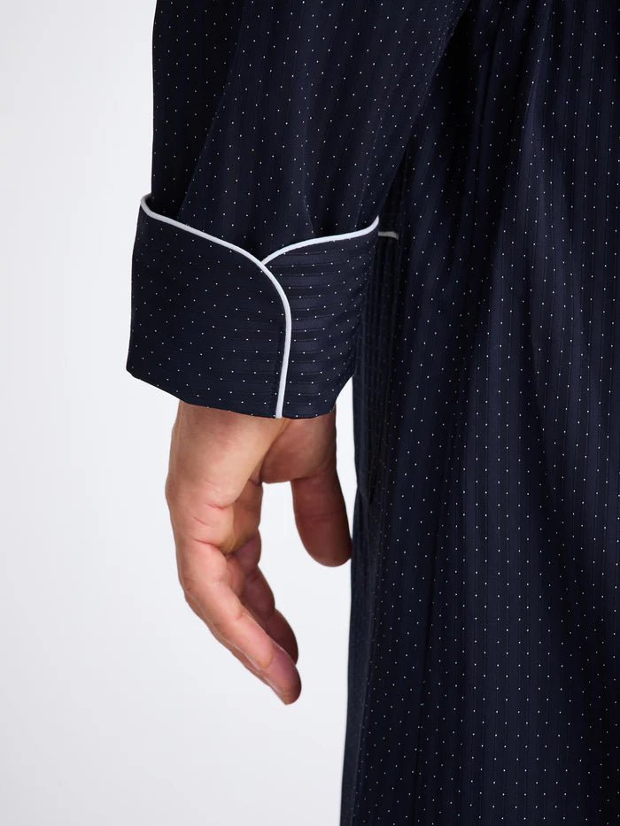 DEREK ROSE Cotton Dressing Gown NAVY - Henry Bucks