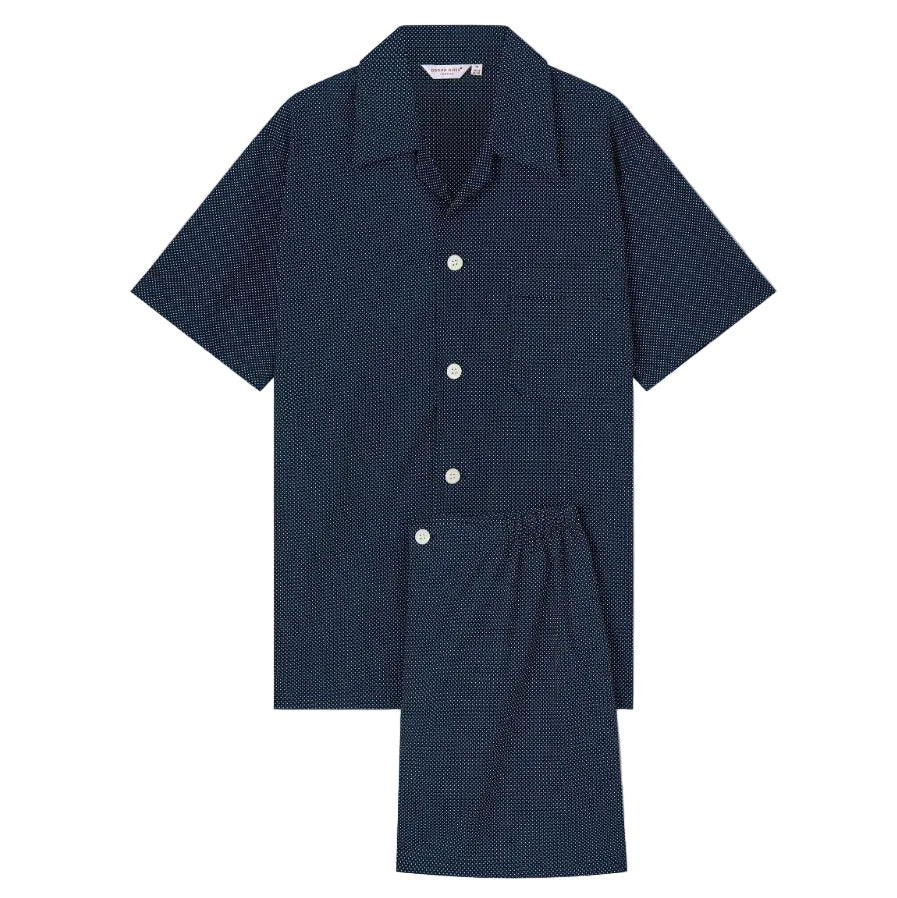 DEREK ROSE Cotton Short Pyjama NAVY - Henry Bucks